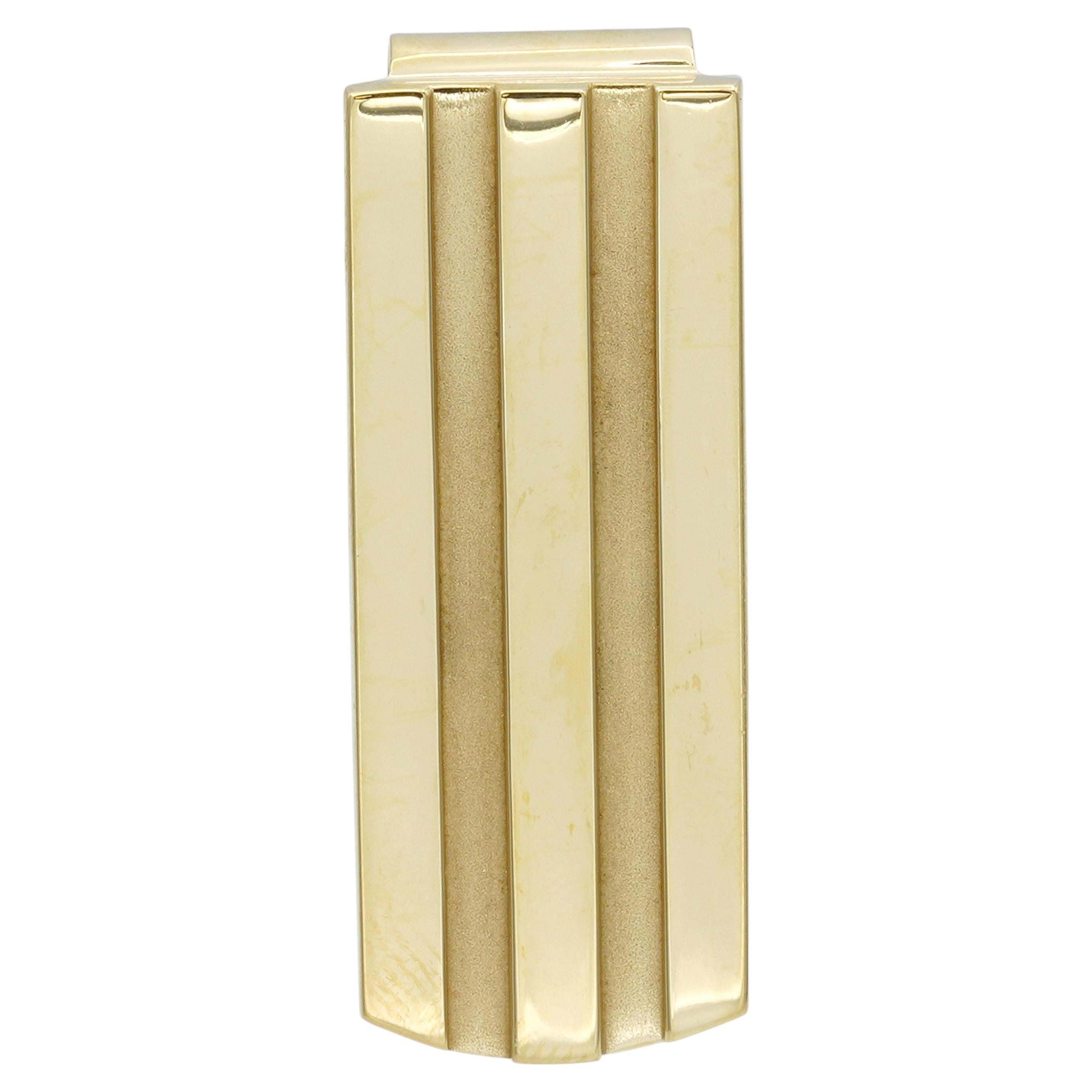 Vintage 18k Yellow Gold Tiffany & Co. Ridged Satin & Polished Finish Money Clip