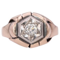 Antique Silver Topped Rose Gold Old European Cut Diamond Ring