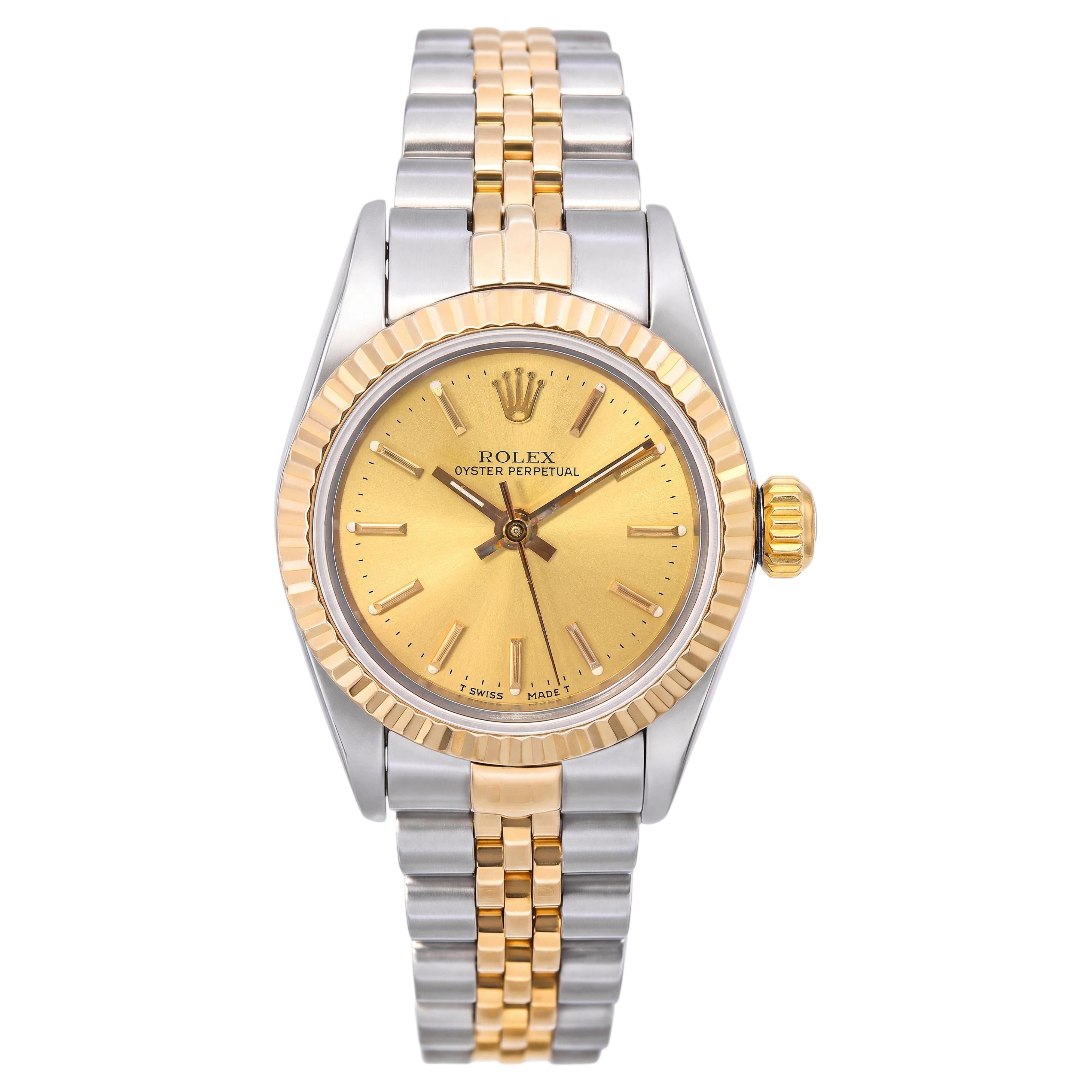 Vintage Rolex Oyster Damenuhr aus 18-karätigem Gold und Edelstahl, Ref. 67193