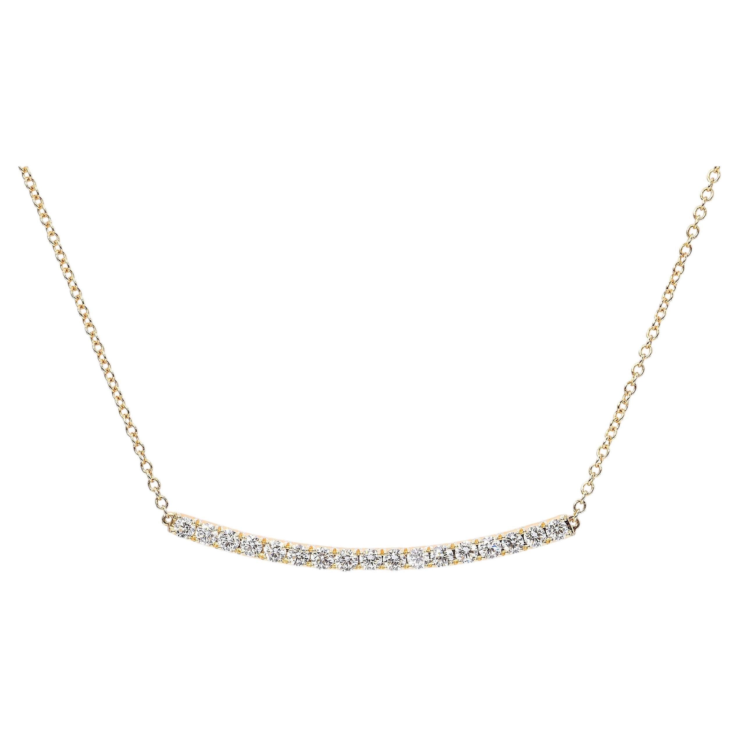 14k Yellow Gold 1.02ctw Diamond Smile Necklace