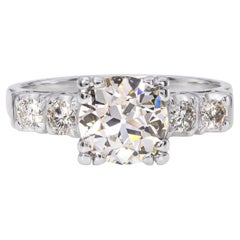 Vintage Japanese Platinum 1.34tcw Old Euro Diamond Engagement Ring