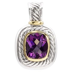 Pendentif David Yurman Albion en or jaune 14 carats et argent sterling, avec améthyste