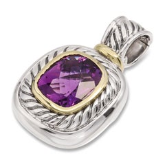 Pendentif David Yurman Albion en or jaune 14 carats et argent sterling, avec améthyste