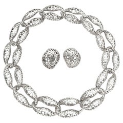 Angela Cummings "Perforation" Sterling Silver Clip-On Earrings and Necklace Set