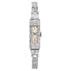 Antique Art Deco Platinum Glycine 4.41tcw Diamond Handwind Ladies Watch