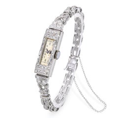 Antique Art Deco Platinum Glycine 4.41tcw Diamond Handwind Ladies Watch