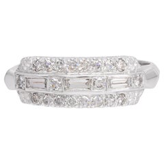 Vintage 900 Platinum Single Cut Diamond Half Band Ring