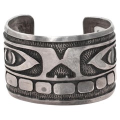 Vintage 1975 Tlingit Northwest Coast Sterling Silver Raven Cuff