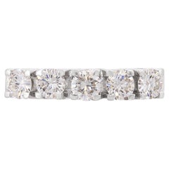 Vintage 14k White Gold 0.85tcw Diamond Five Stone Band Ring