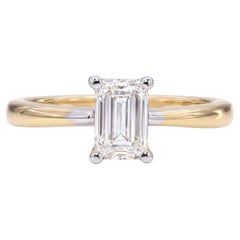 14k Yellow Gold GIA 0.90ct F IF Emerald Cut Diamond Engagement Ring