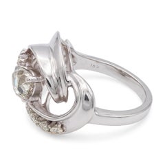 Vintage Platinum 1.15tcw Old Mine Pear Diamond Floral Leaf Ring