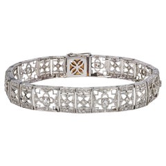 Vintage White Gold and Platinum Diamond Openwork Bracelet