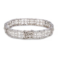 Vintage White Gold and Platinum Diamond Openwork Bracelet