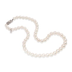Mikimoto 18k White Gold Graduated Pearl Strand Necklace