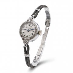 Antique Art Deco Bulova 14k White Gold Diamond Hand-Wind Women’s Cocktail Watch