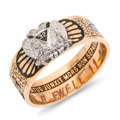 Bague vintage en or rose 14 carats, ornée d'une bague de cigare maçonnique « 32 degrés »