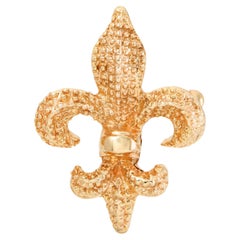 Vintage Yellow Gold Fleur De Lis Brooch Pendant