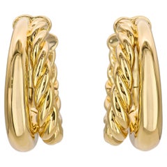 David Yurman 18k Yellow Gold Braided Hinge Hoop Earrings