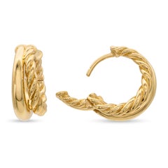 David Yurman 18k Yellow Gold Braided Hinge Hoop Earrings