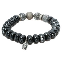 Sheryl Lowe Armband aus Sterlingsilber mit schwarzem Onyx und Diamanten