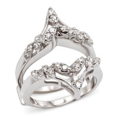 Vintage 14k White Gold Single Cut Diamond Ring Jacket