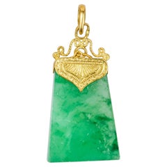 Vintage 24k Yellow Gold Jadeite Jade Pendant