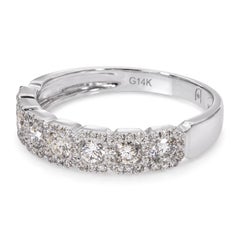 14k White Gold Diamond Half Band Pave Ring