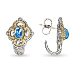 Konstantino Sterling Silver and 18k Yellow Gold Topaz Earrings
