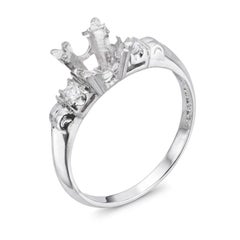 Vintage Platinum Diamond Semi Mount Engagement Ring