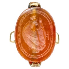 Antique Victorian 9k Yellow Gold Sard Reversible Scarab Intaglio Ring