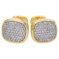 Gemelli David Yurman in oro giallo e bianco 18 carati con pavé di diamanti