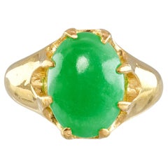 Vintage 24k Yellow Gold 4.8ct Jadeite Jade Ring