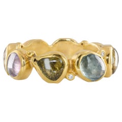 Vintage 21k Yellow Gold Sapphire and Diamond Eternity Band Ring