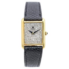 Vintage Universal Genève 18k Yellow Gold Diamond Dial Hand-Wind Tank Watch