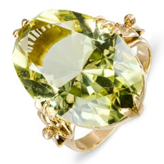Vintage 14k Yellow Gold Lemon Quartz Cocktail Ring