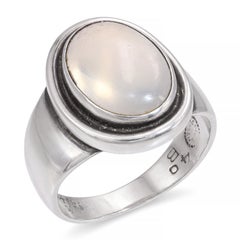 Bague vintage Georg Jensen en argent sterling avec pierre de lune, n° 40B