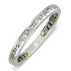 Antique Platinum Single Cut Diamond Wedding Band Ring