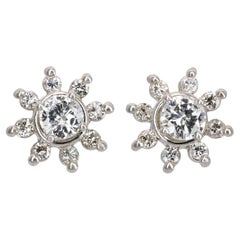 Vintage 14k White Gold Diamond Earring Jackets and Diamond Stud Earrings Set