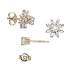 Vintage 14k White Gold Diamond Earring Jackets and Diamond Stud Earrings Set