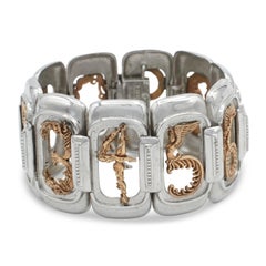 Bracciale Erté con maglie a forma di numeri in argento sterling e oro 14k