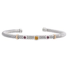Bracciale a cuffia David Yurman Cable Classic Renaissance in oro 18 carati e argento sterling