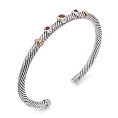 Bracciale a cuffia David Yurman Cable Classic Renaissance in oro 18 carati e argento sterling