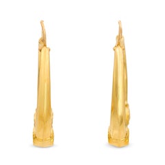 Vintage 19k Yellow Gold Rams Head Hoop Earrings
