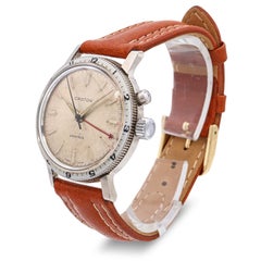 Vintage Croton Nivada Grenchen Wanderer Stainless Steel Alarm Men's Watch