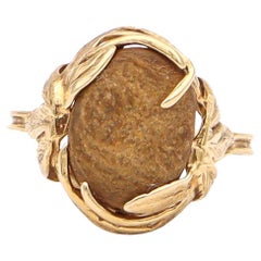Vintage Maui Divers of Hawaii 14k Yellow Gold & Gold Coral Ring