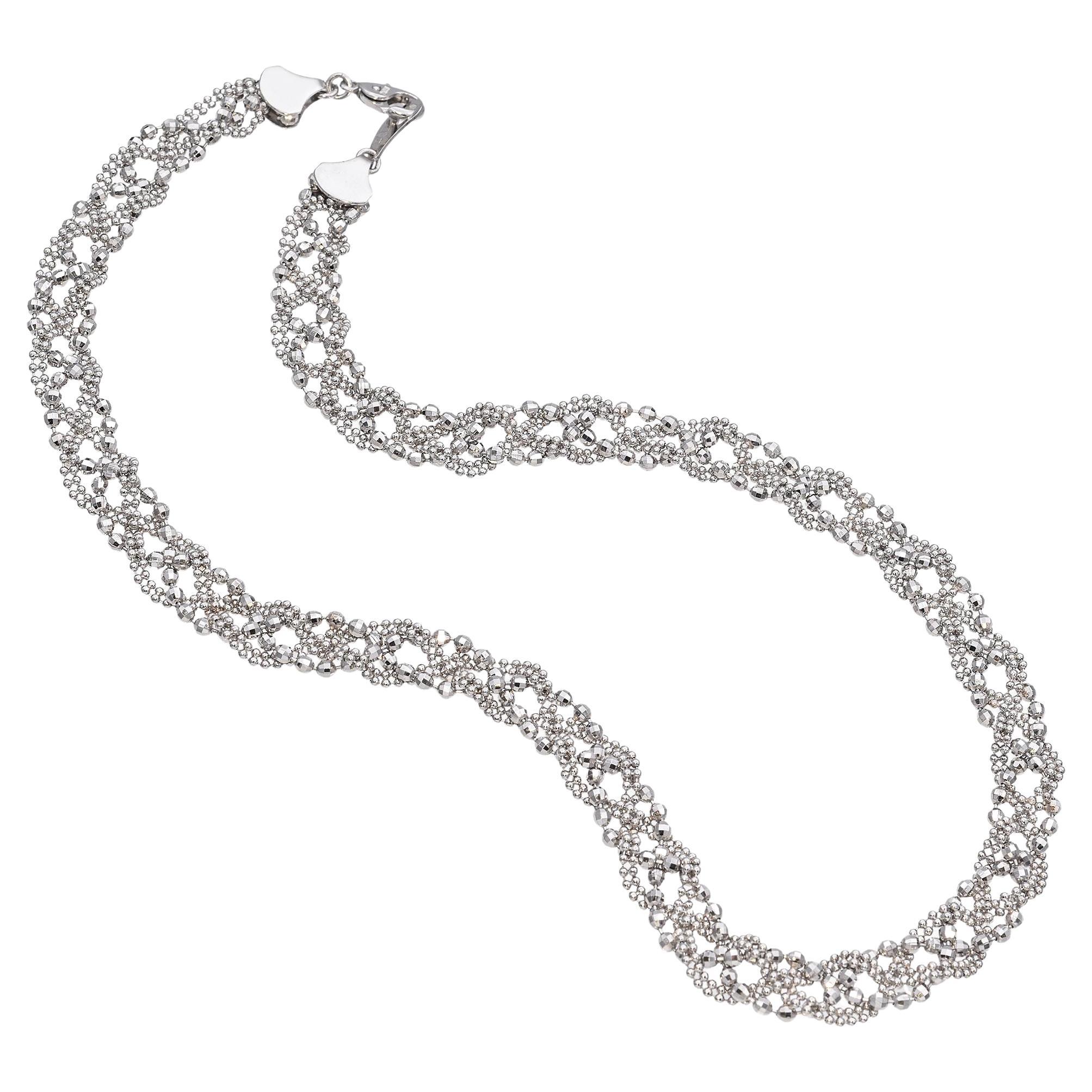 Collana di perline in puro platino con taglio a diamante in vendita