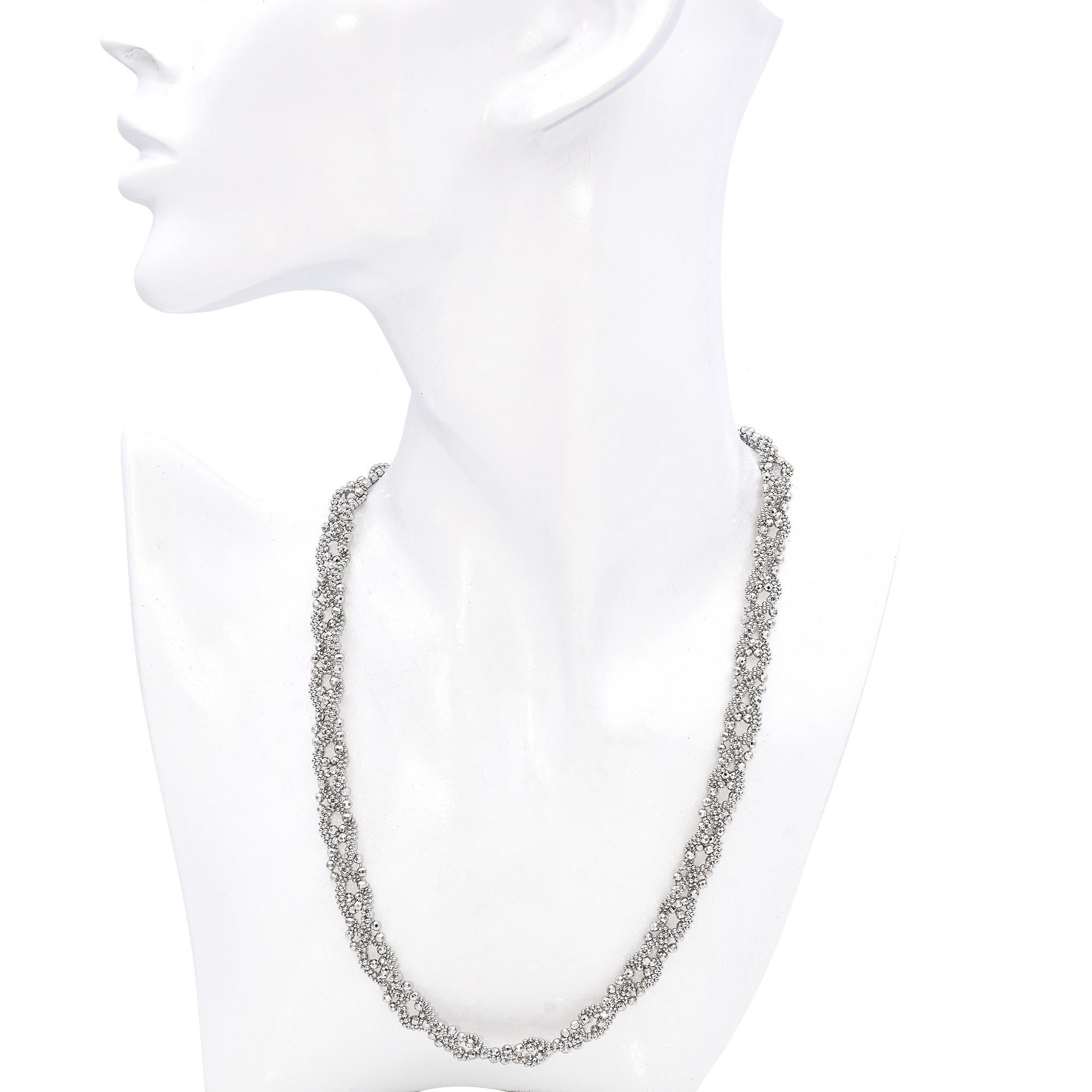 Collana di perline in puro platino con taglio a diamante In condizioni buone in vendita a New York, NY