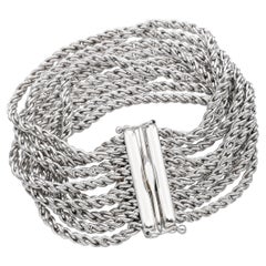Tiffany & Co Sterling Silver and 14k Clasp Cable Rope Link Bracelet
