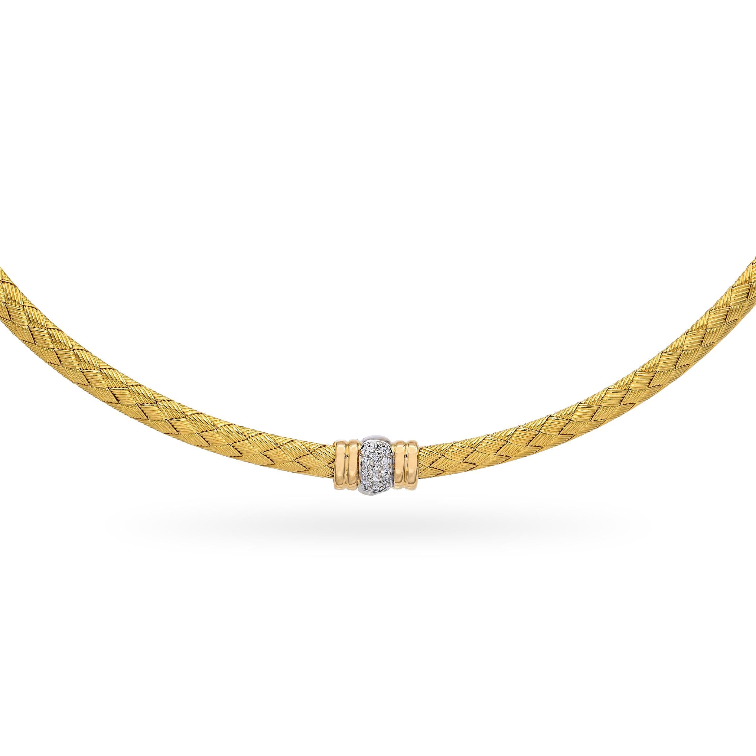 Donna Roberto Coin - Collana in oro giallo 18k e diamanti intrecciati in vendita