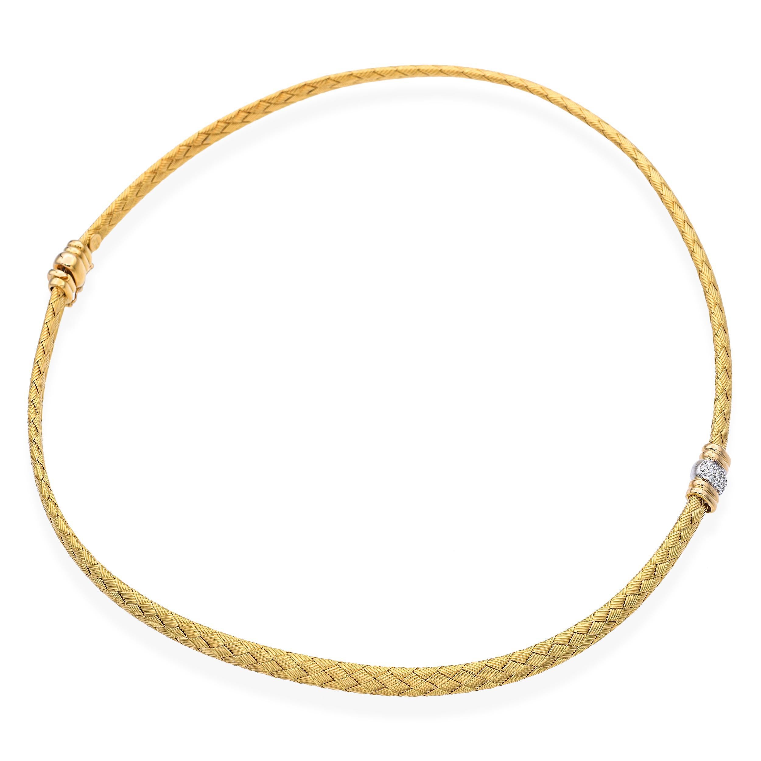 Roberto Coin - Collana in oro giallo 18k e diamanti intrecciati in vendita 1